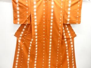 縞に抽象模様織り出し手織り紬着物